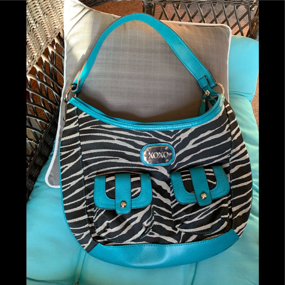 XOXO Zebra Print & Teal Reptile Print Shoulder Bag
